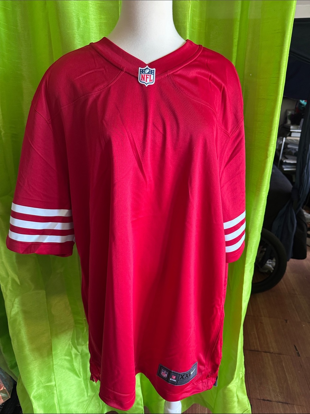 NFL Red Jersey with White Sleeve Stripes